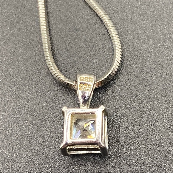 Signed RSE 925 Robert Seemann Danish Designer CZ Crystal Pendant Necklace 18" - Picture 4 of 7